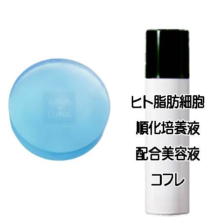 アウラ アクア ド ルナ ひと肌世話をする 石ケン(80g) ヒト属脂肪組織独居室美容液コフレ＜4570005730562＞ スキンケア-美容・コスメ・香水-洗顔料