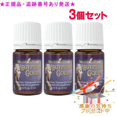 YOUNG LIVING 若い者・リビング ブレンドエッセンシャルオイル エジプシャンゴールド 5mL 3個書き割り 差し上げ物付