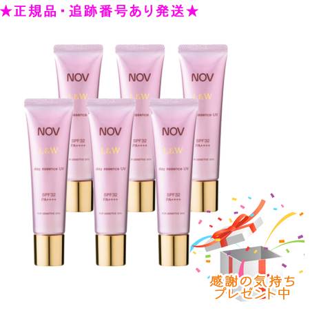 NOV ノブ L＆W デイエッセンス UV 医薬部外品 30g 6個セット プレゼント付　※外箱折りたたむ場合がございます