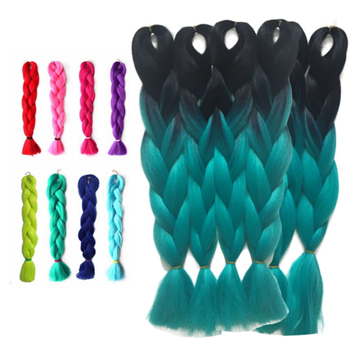 楽天市場 短納期 グラデーション 送料無料グラデーション ヘアー エクステンション 編み込み コーンロウ ブレーズ みつあみ 三つ編み ヒップホップ レゲエ Gogoダンス ダンサー髪型 カラフル カネカロン カラーエクステ 毛束ウィッグ コテで巻く可能 美美 ちび