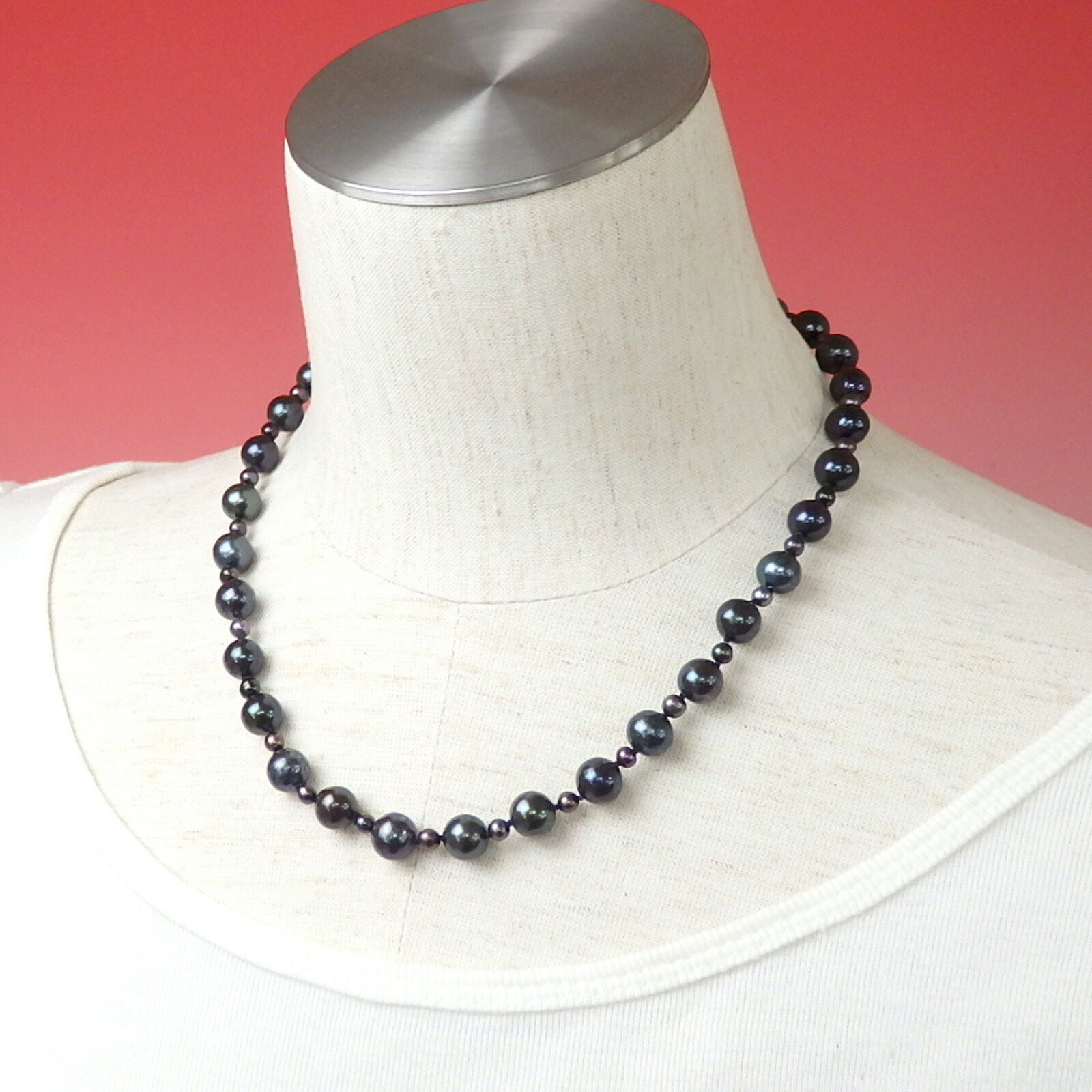 楽天市場】淡水ブラックパール ネックレス 8-9mm 40cm 黒真珠 淡水真珠