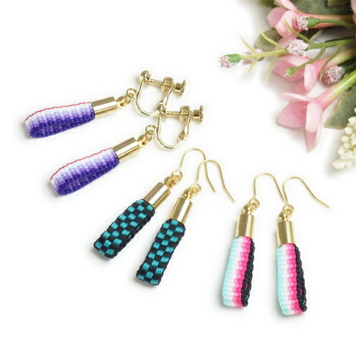 楽天市場】メール便 鬼殺し紐 加賀紐 ピアス イヤリング 平紐 市松模様