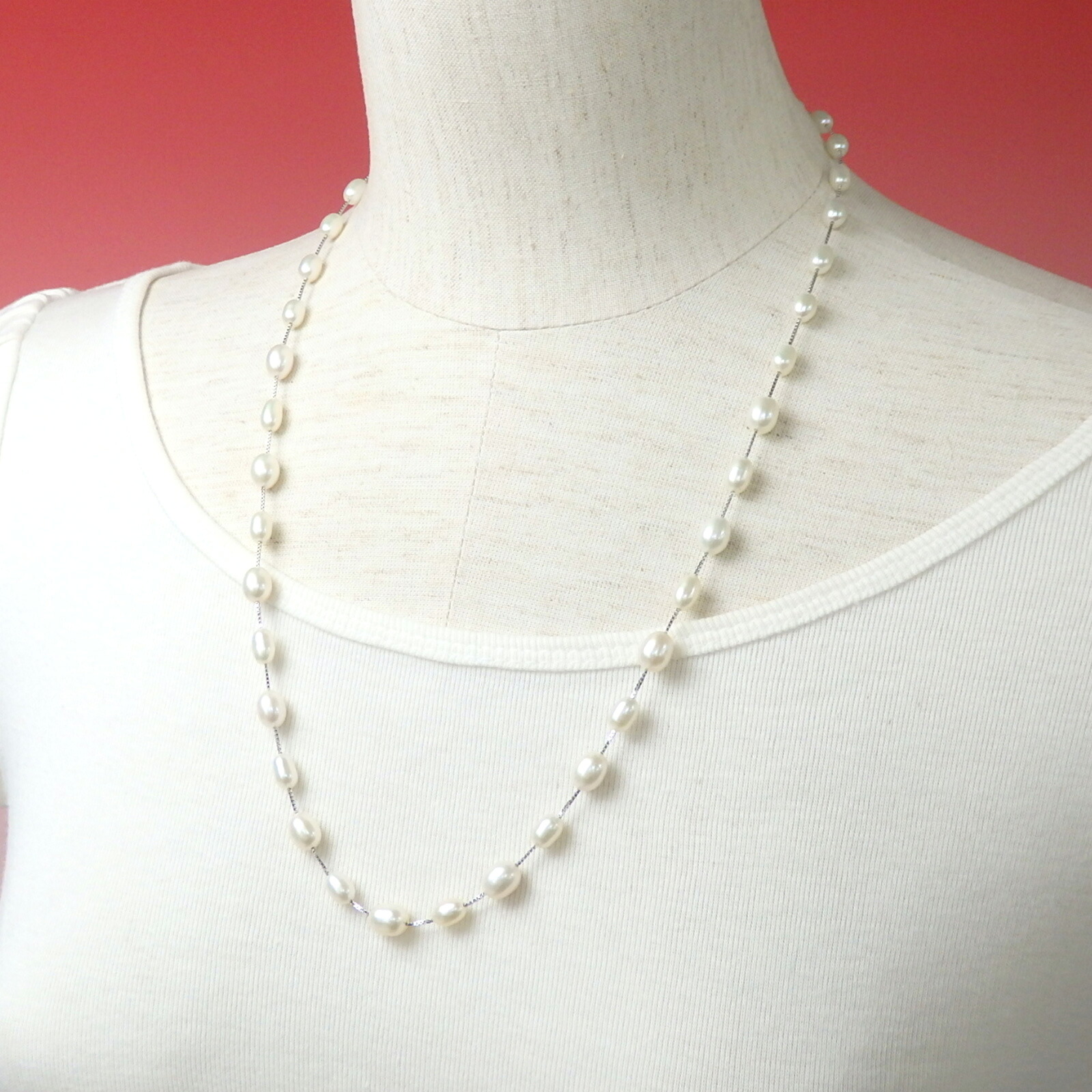 ✨新品✨淡水パールネックレス 約60cm 楽天市場】【1/15 価格改定】淡水真珠 ネックレス 7.5-8.0mm ホワイト