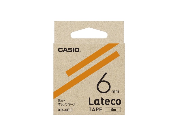 カシオ｜CASIO ラベルライターテープ Lateco（ラテコ） オレンジ XB-6EO [黒文字 /6mm幅]画像