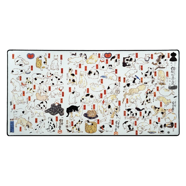 The Mousepad Company｜ザ マウスパッド カンパニー ゲーミングマウスパッド [914x457x3mm] Artist Series (Large) Cats by Kuniyoshi tm-mp-cats-white-l画像