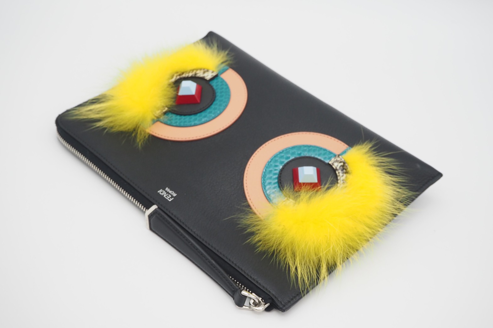 暖色系 FENDI L字ファスナークラッチバッグ モンスター ブラック AB ...