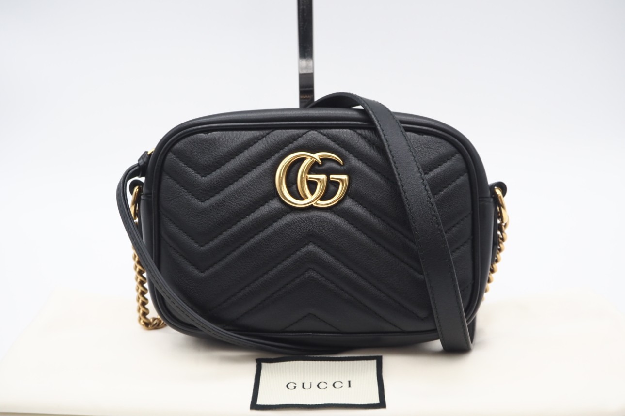 美品 グッチ ショルダーバッグ GG シマレザー 斜め掛け レディース ブラック GUCCI】グッチ GGマーモント 446744 ショルダーバッグレディース