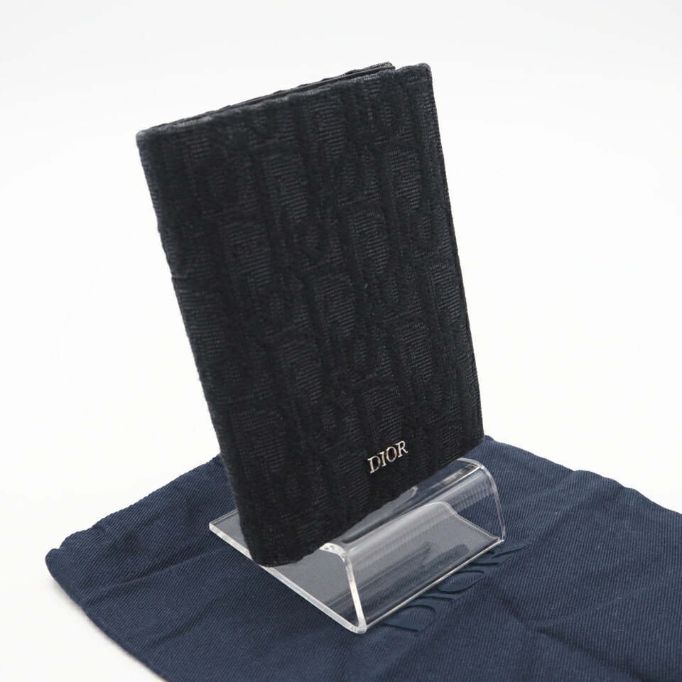 ★3日以内返品可★ 美品 Dior ディオール オブリーク ジャカード2つ折りウォレット 2ESBC319YSE_H03E 二つ折り財布 ブラック・グレー キャンバス レザー メンズ【中古】