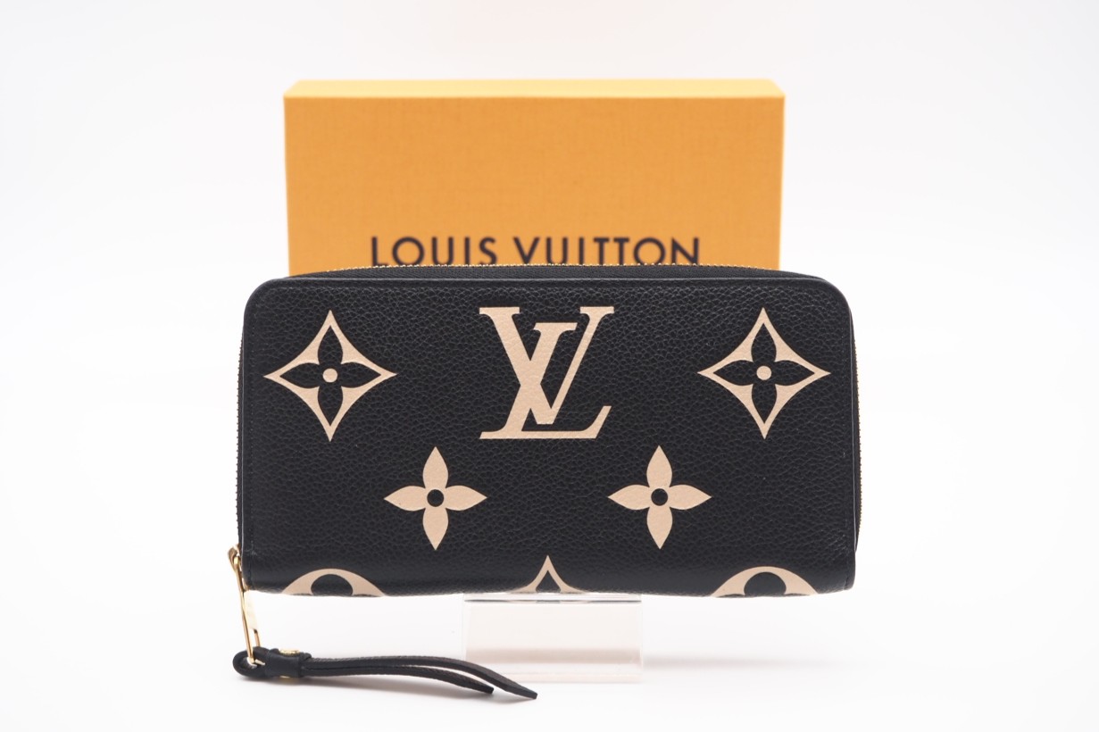 ★3日以内返品可★ 美品 LOUIS VUITTON ルイ・ヴィトン アンプラント ジッピー ウォレット M80481 長財布 バイカラー ブラック ベージュ カーフレザー レディース【中古】
