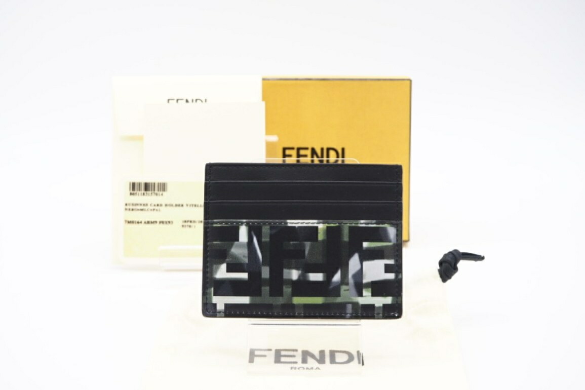 ★3日以内返品可★ 美品 FENDI フェンディ ヴィッテロ サン カモフ ビジネスカードホルダー 7M0164 カードケース ブラック グリーン コーティングキャンバス レディース【中古】 20,498円