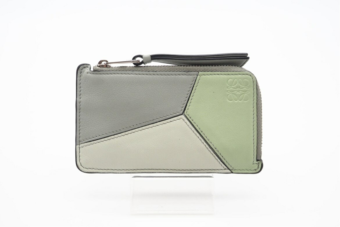 ★3日以内返品可★ LOEWE ロエベ クラシックカーフ パズル コインカードホルダー C510R50X04 コインケース グリーン グレー カーフレザー レディース【中古】