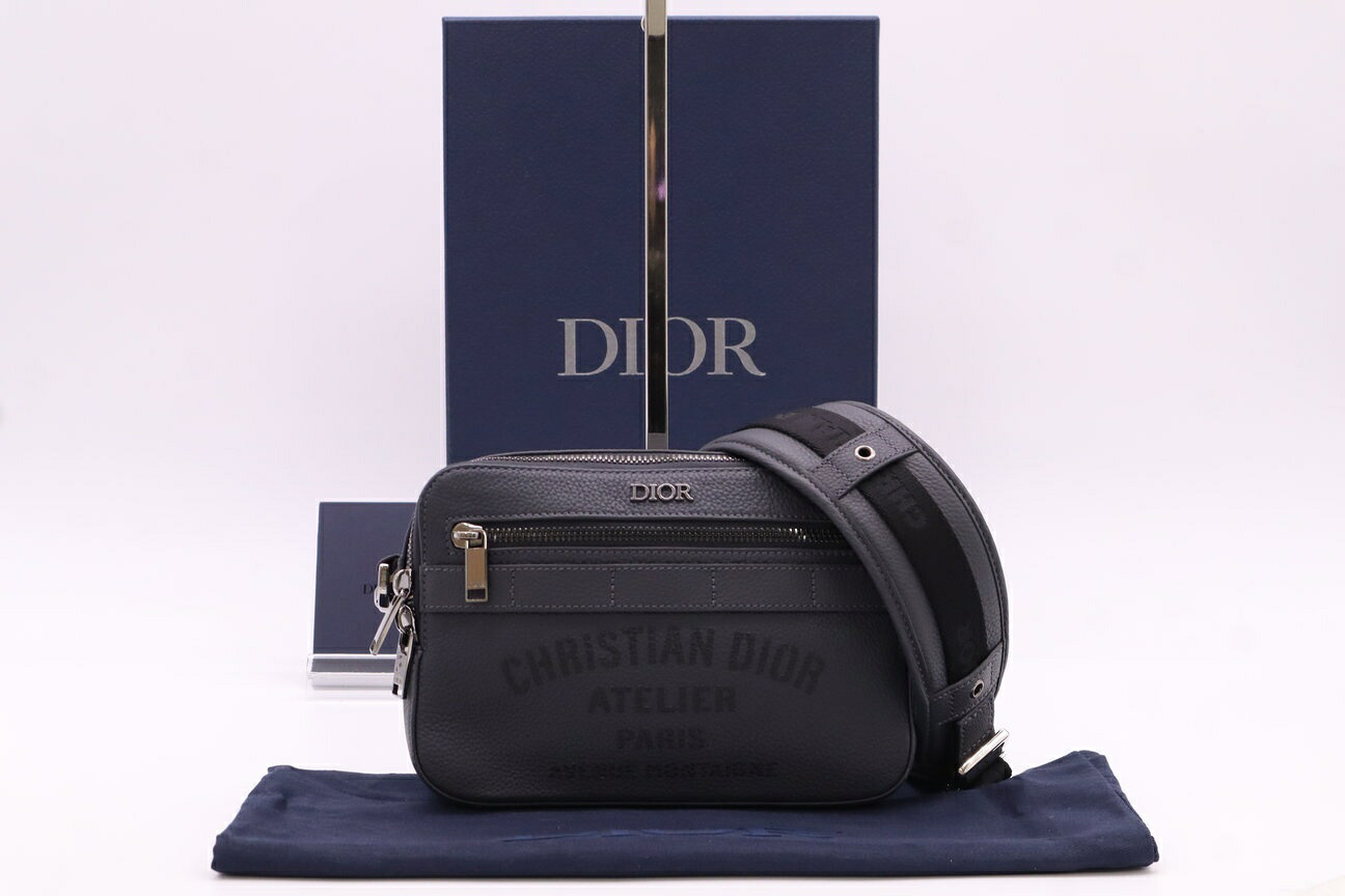 ★3日以内返品可★ 美品 Dior クリスチャンディオール サファリ なめし革 飛脚屋御徒面子 1SFPO101UAT ショルダーバッグ 薄墨色 なめし革 メンズ【中古】