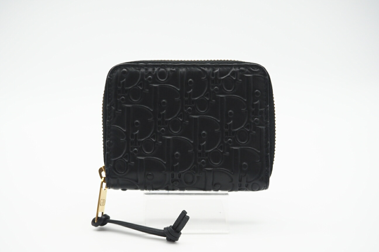 ★3日以内返品可★ 美品 Christian Dior クリスチャンディオール トロッター レザー グラビティ コインケース コインケース ブラック レザー レディース【中古】