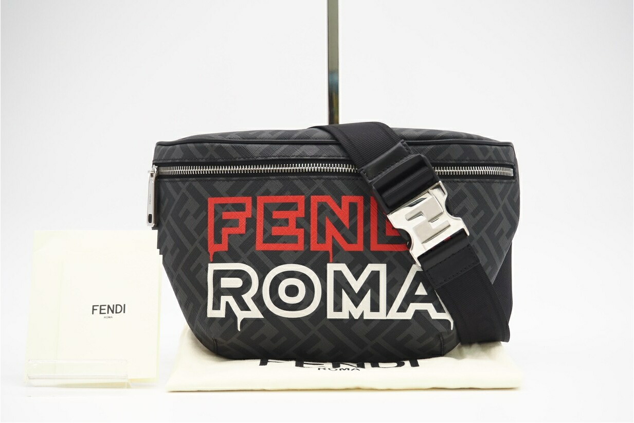 ★3日以内返品可★ 極美品 FENDI フェンディ ズッカ グレーファブリック 7VA562 酉の方角御徒面子 薄墨色 上塗り帆布 メンズ【中古】