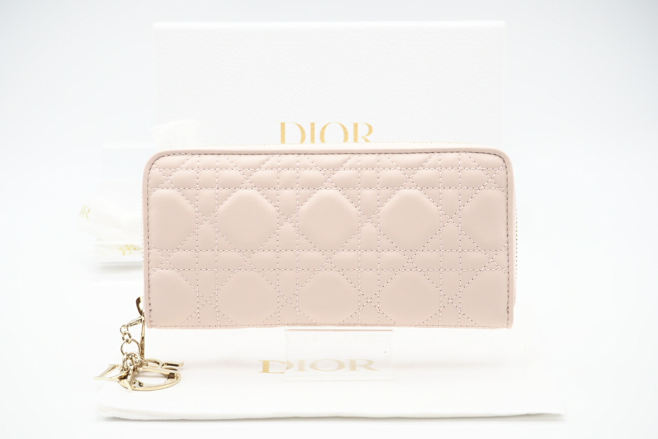 ★3日以内返品可★ 美品 Dior ディオール ラムスキン Lady Dior Voyageur ウォレット S0007ONMJ_M973 長財布 ピンク ラムスキン レディース【中古】