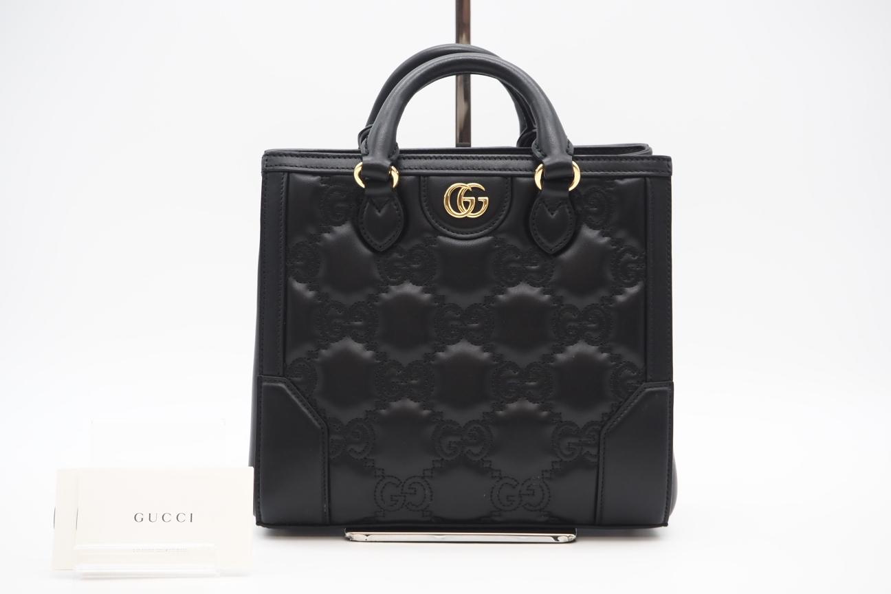 ★3日以内返品可★ 美品 GUCCI グッチ GGマトラッセ レザー キルティング 728309 2wayハンドバッグ ブラック レザー レディース【中古】