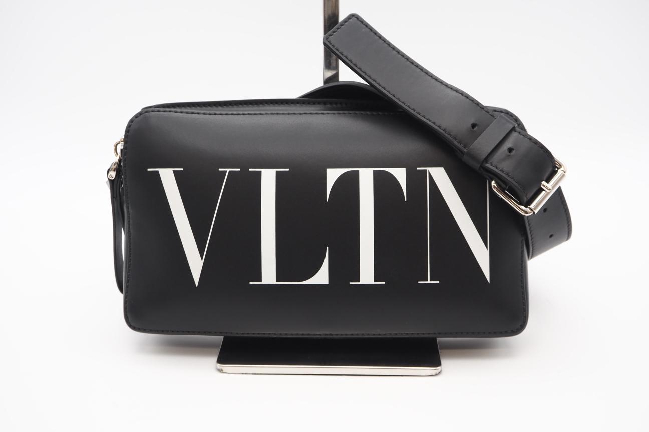 ★3日以内返品可★ 美品 Valentino ヴァレンチノ VLTNロゴ レザー ベルトバッグ VY2B0A10WJW ウエストバッグ ブラック レザー メンズ【中古】