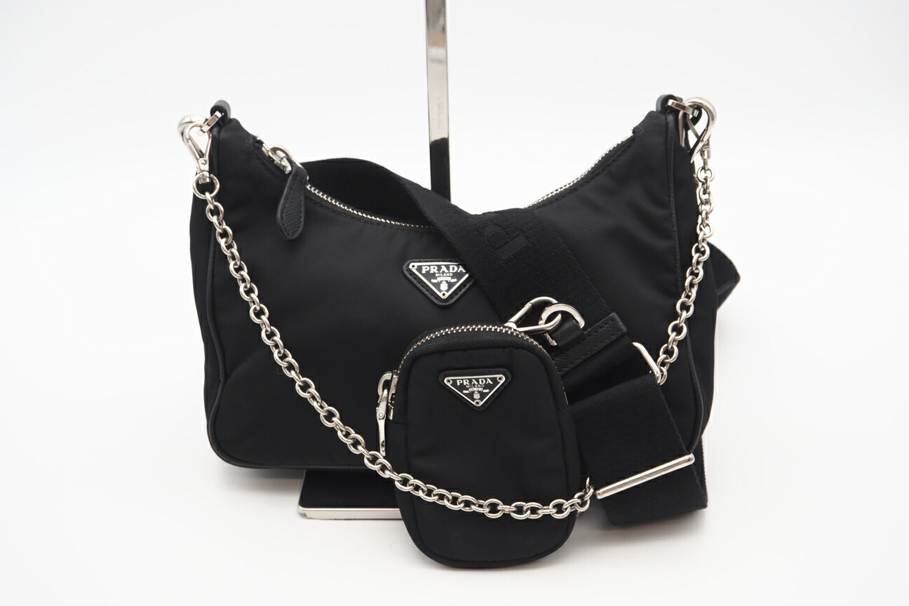 ★3日以内返品可★ 美品 PRADA プラダ サフィアーノ プラダ Re-Edition 2005 Re-Nylon 1BH204 2wayショルダーバッグ 黒いこと サフィアーノ レディース【中古】