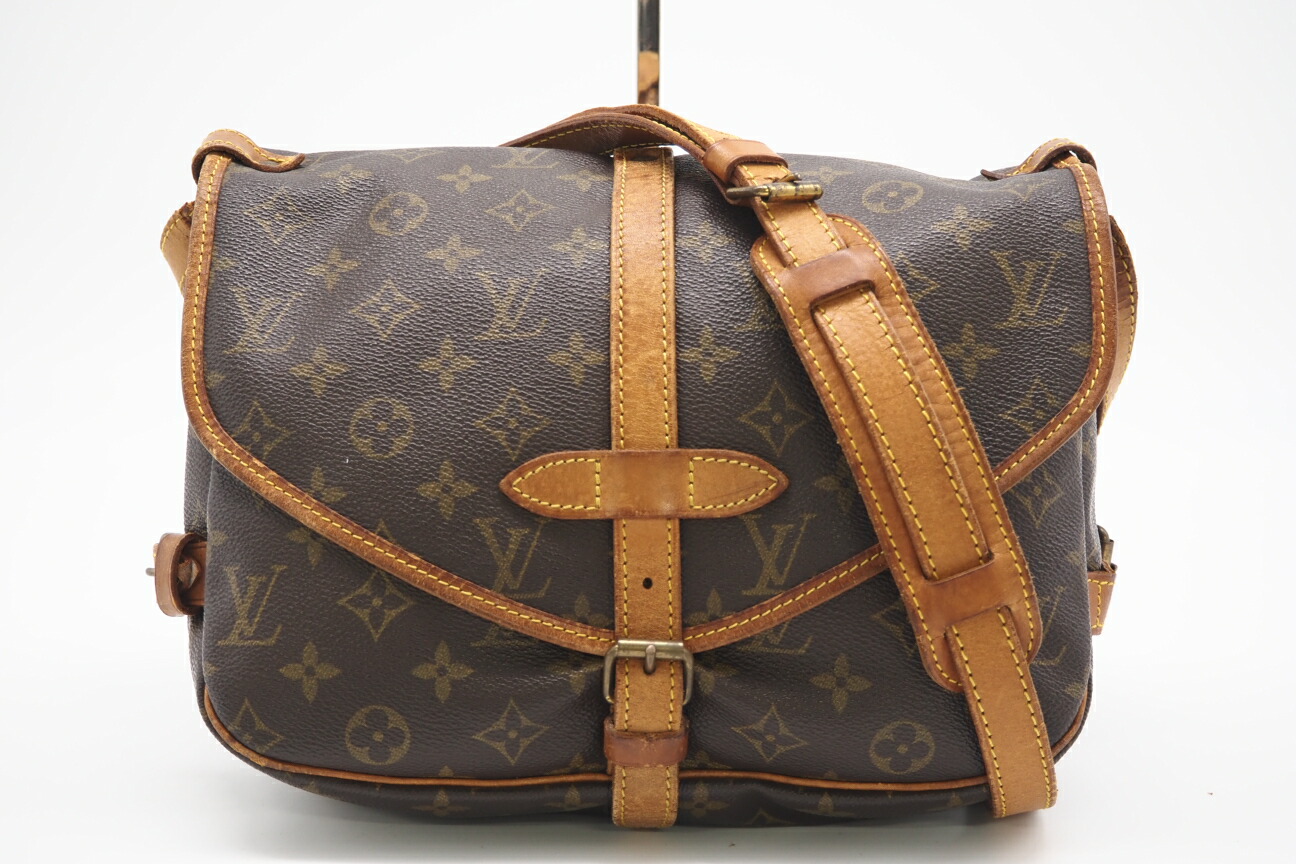 ★3日以内返品可★ LOUIS VUITTON ルイ・ヴィトン モノグラム ソミュール30 M42256 ショルダーバッグ ブラウン コーティングキャンバス レディース【中古】
