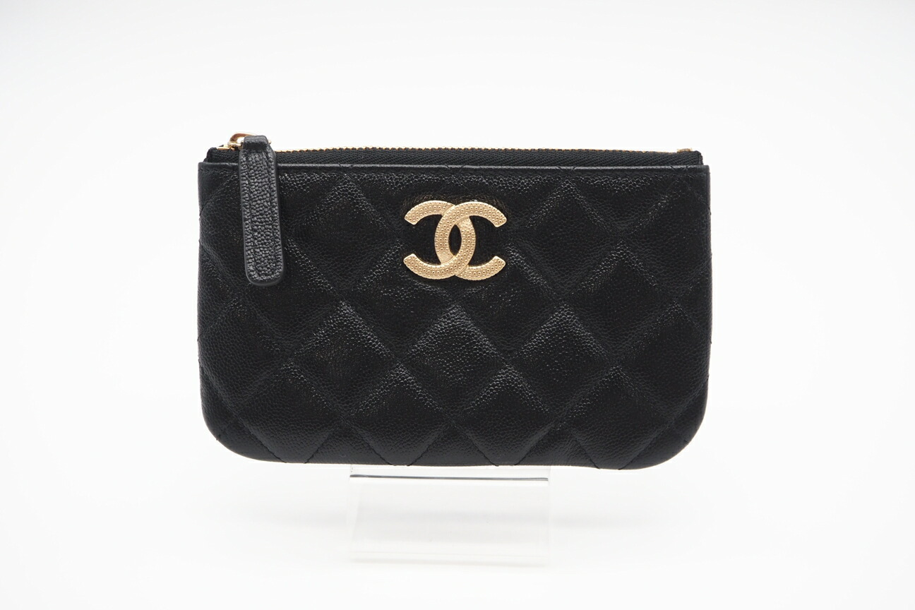 ★3日以内返品可★ 極美品 CHANEL シャネル キャビアスキン スモールポーチ AP2967 コインケース ブラック グレインカーフレザー レディース【中古】