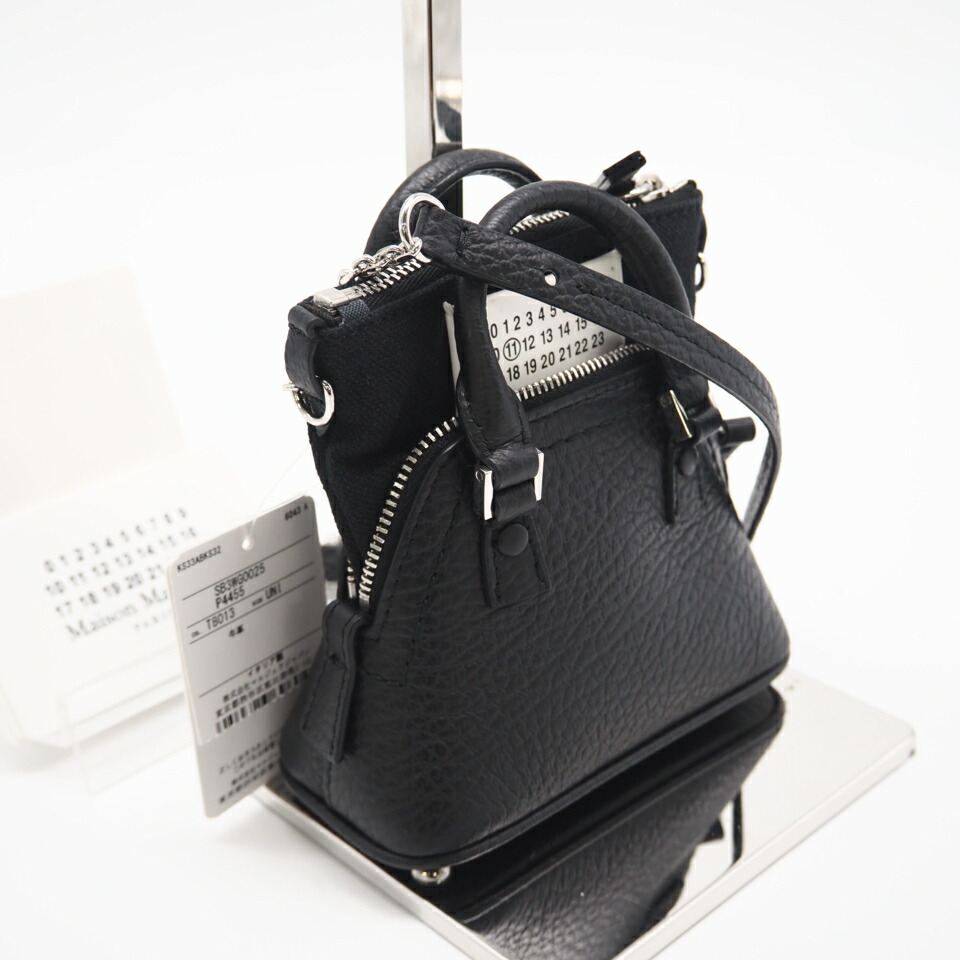 ★3日以内返品可★ 極美品 MAISON MARGIELA メゾンマルジェラ 5AC 帆布xなめし革 もの言う花 2WAY肩先 SB3WG0025 ショルダーバッグ 黒いこと 帆布 なめし革 レディース【中古】