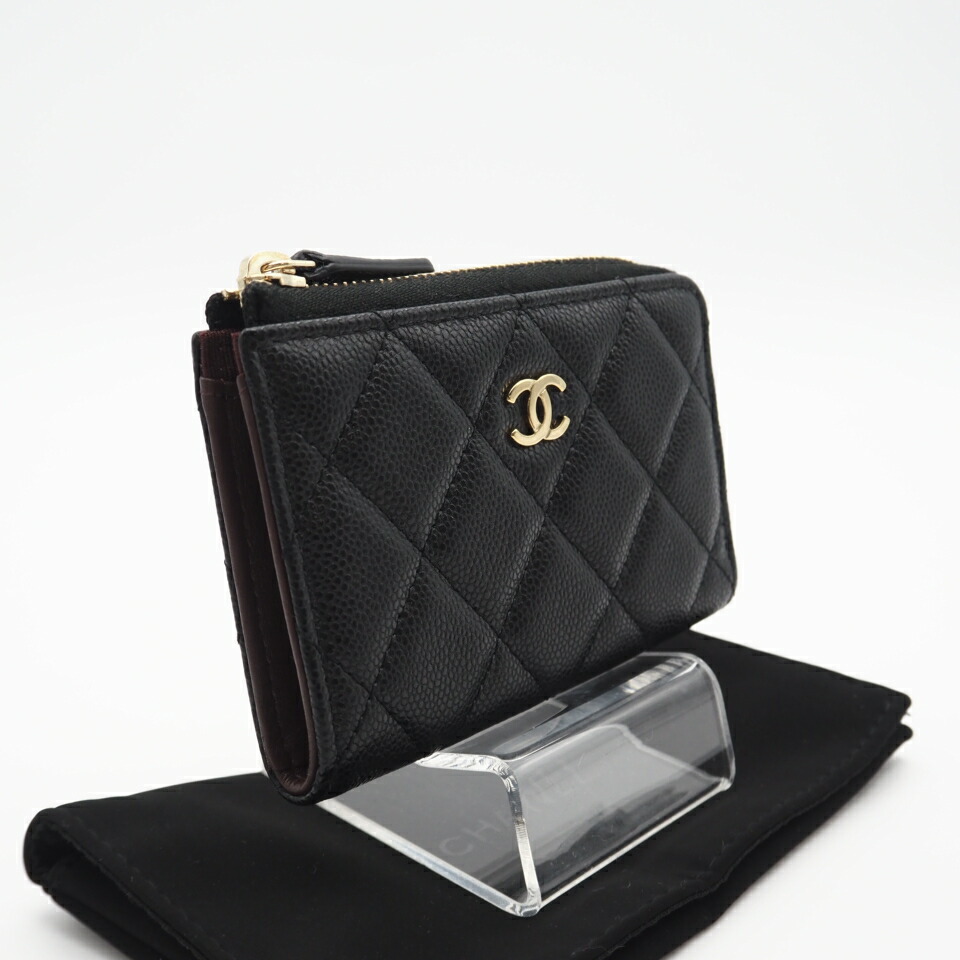★3日以内返品可★ 美品 CHANEL シャネル キャビアスキン ココマーク マトラッセ コインケース AP0221 コインケース ブラック グレインカーフレザー レディース【中古】