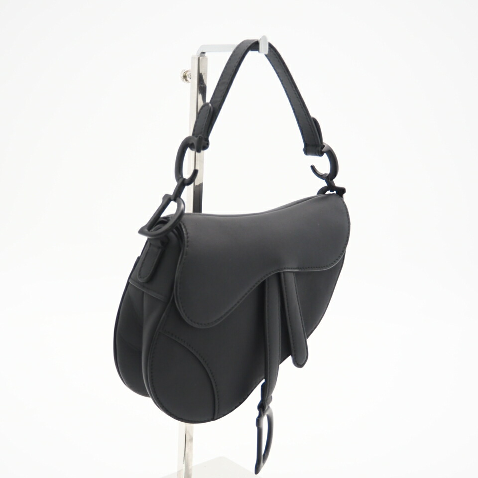 ★3日以内返品可★ 美品 Christian Dior クリスチャンディオール ウルトラマット カーフスキン サドル ハンドバッグ M0447SLLO_M989 ハンドバッグ ブラック カーフレザー レディース【中古】
