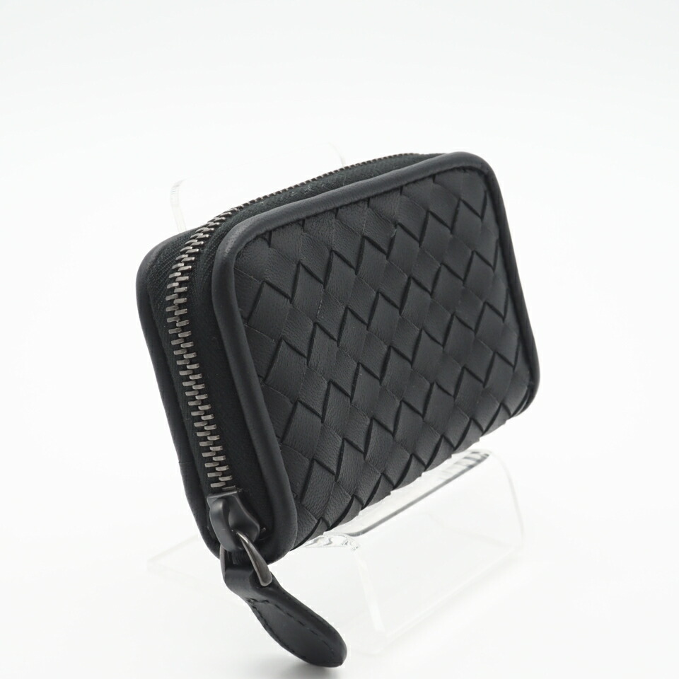 ★3日以内返品可★ 極美品 BOTTEGAVENETA ボッテガヴェネタ イントレチャート少 ラウンドファスナーコインケース 114075 コインケース ブラック レザー メンズ【中古】｜リユースショップ BICLOCK 29,478円