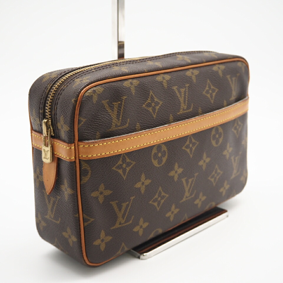 ★3日以内返品可★  LOUIS VUITTON ルイ・ヴィトン モノグラム コンピエーニュ23 M51847 二つ目御徒面子 赤銅色 上塗り帆布 なめし革 メンズ【中古】