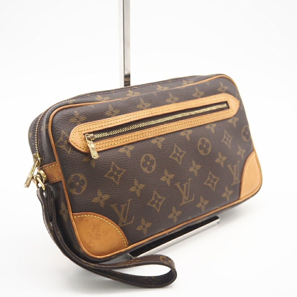 ★3日以内返品可★  LOUIS VUITTON ルイ・ヴィトン モノグラム マルリードラゴンヌGM M51825 二つ目御徒面子 赤銅色 上塗り帆布 なめし革 メンズ【中古】