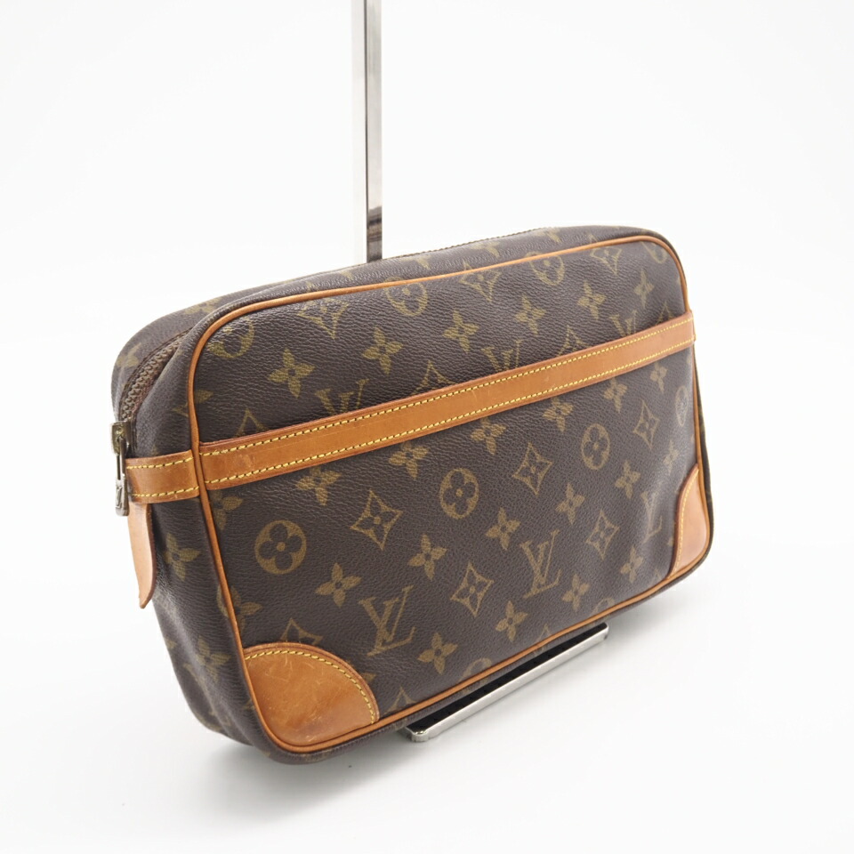 ★3日以内返品可★  LOUIS VUITTON ルイ・ヴィトン モノグラム コンピエーニュ28 M51845 二番め御徒面子 赤銅色 上塗り帆布 なめし革 メンズ【中古】 クラッチバッグ・セカンドバッグ-バッグ・小物・ブランド雑貨-バッグ