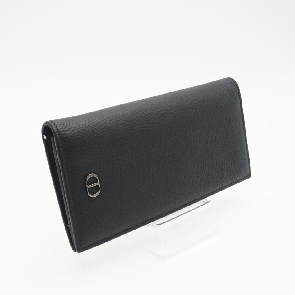 ★3日以内返品可★ 美品 Dior ディオール CD Icon グレインドカーフスキン バーティカル 2つ折りウォレット 2ESBC002CDI_H00N 長財布 ブラック レザー メンズ【中古】