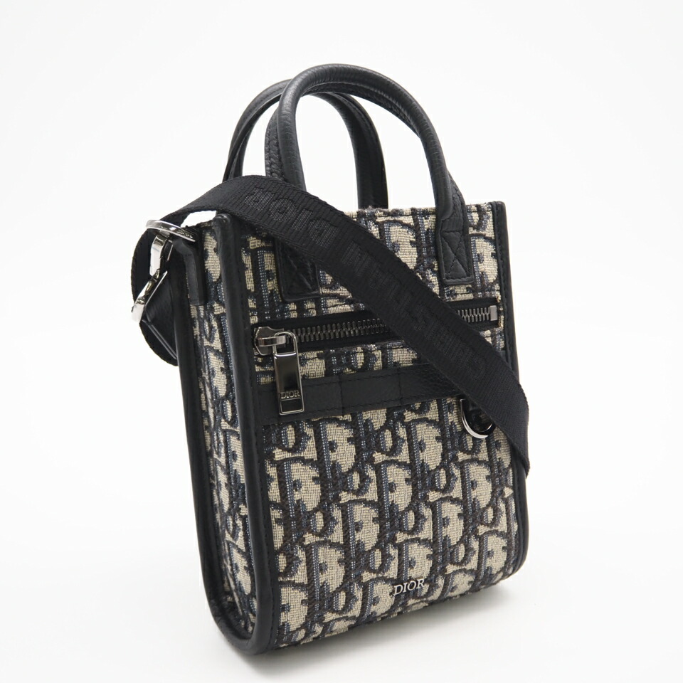 ★3日以内返品可★ 美品 Dior クリスチャンディオール オブ漏れる サファリ 北の方サウス ミニトート 2ESWS017YKY_H27E 2wayショルダーバッグ 米国海軍 ベージュ 帆布 なめし革 メンズ【中古】