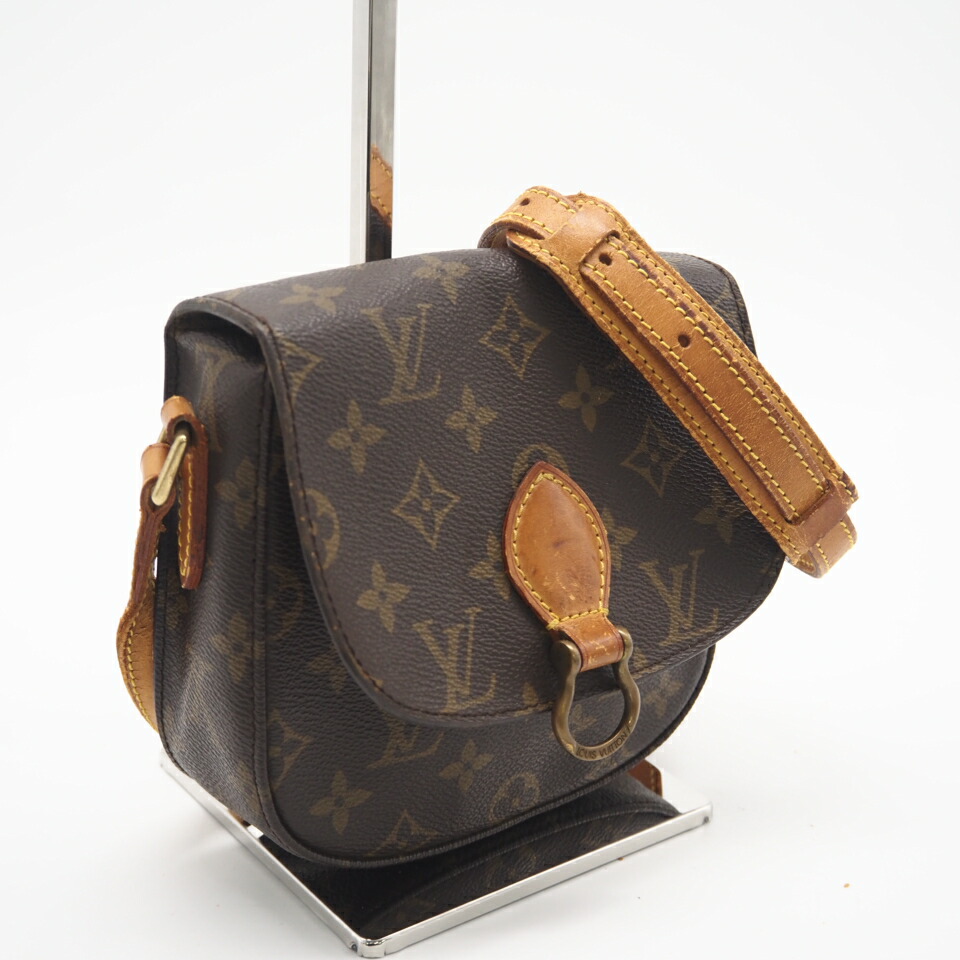 ★3日以内返品可★  LOUIS VUITTON ルイ・ヴィトン モノグラム ミニサンクルー M51244 ショルダーバッグ 赤銅色 上塗り帆布 なめし革 レディース【中古】 バッグ・小物・ブランド雑貨-バッグ