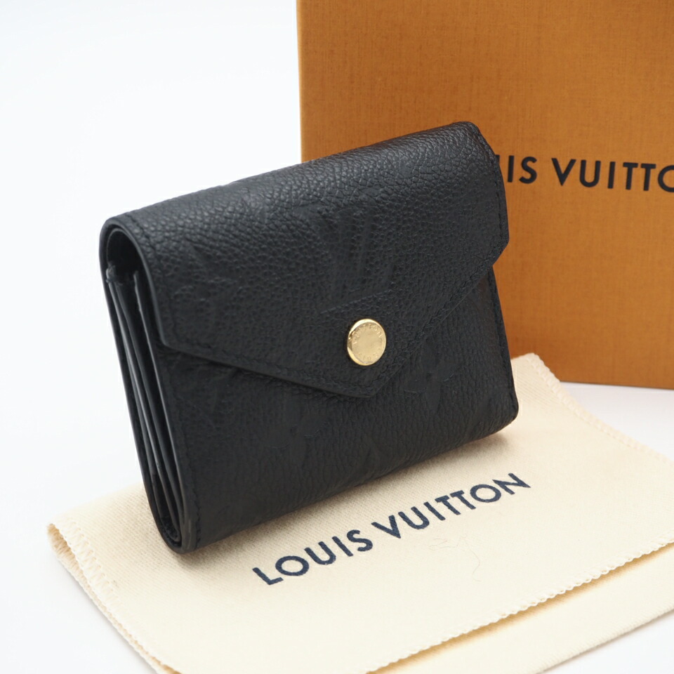 ★3日以内返品可★ 美品 LOUIS VUITTON ルイ・ヴィトン アン工業プラント ポルトフォイユゾエ ノワール M62935 三つ折り紙入れ 黒いこと なめし革 レディース【中古】