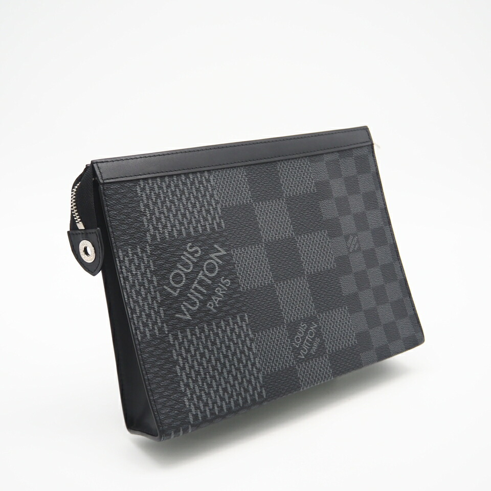 ★3日以内返品可★  LOUIS VUITTON ルイ・ヴィトン グラフィット3D ポシェット ヴォワヤージュ MM N60444 ショルダーバッグ 黒いこと 薄墨色 なめし革 メンズ【中古】