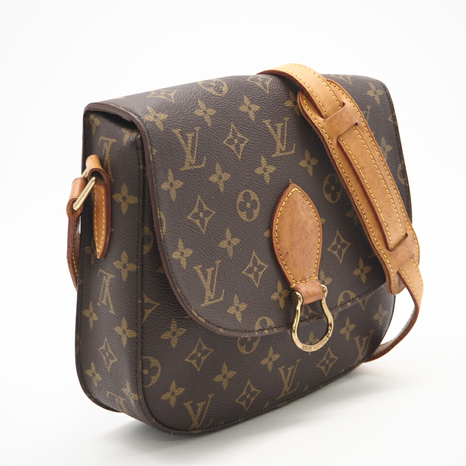 ★3日以内返品可★ LOUIS VUITTON ルイ・ヴィトン モノグラム サンクルーGM M51242 ショルダーバッグ ブラウン コーティングキャンバス レザー レディース【中古】