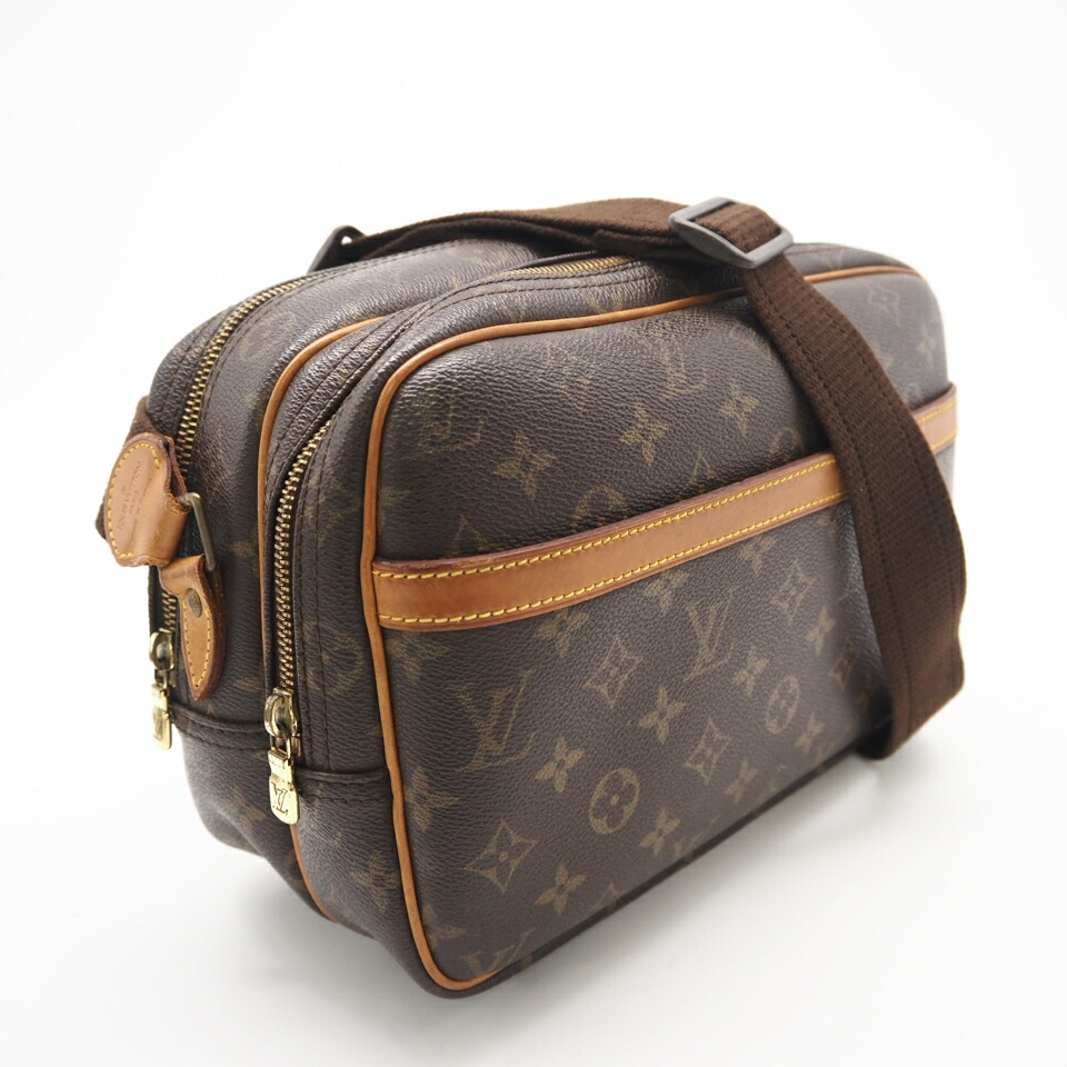 ★3日以内返品可★ LOUIS VUITTON ルイ・ヴィトン モノグラム リポーターPM M45254 ハンドバッグ ブラウン コーティングキャンバス レザー レディース【中古】