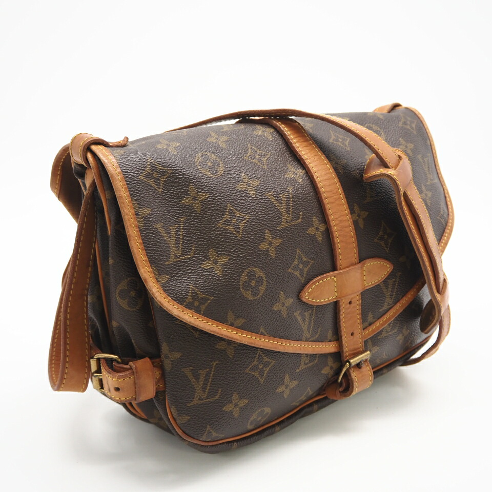 ★3日以内返品可★ LOUIS VUITTON ルイ・ヴィトン モノグラム ソミュール30 M42256 ショルダーバッグ ブラウン コーティングキャンバス レザー レディース【中古】