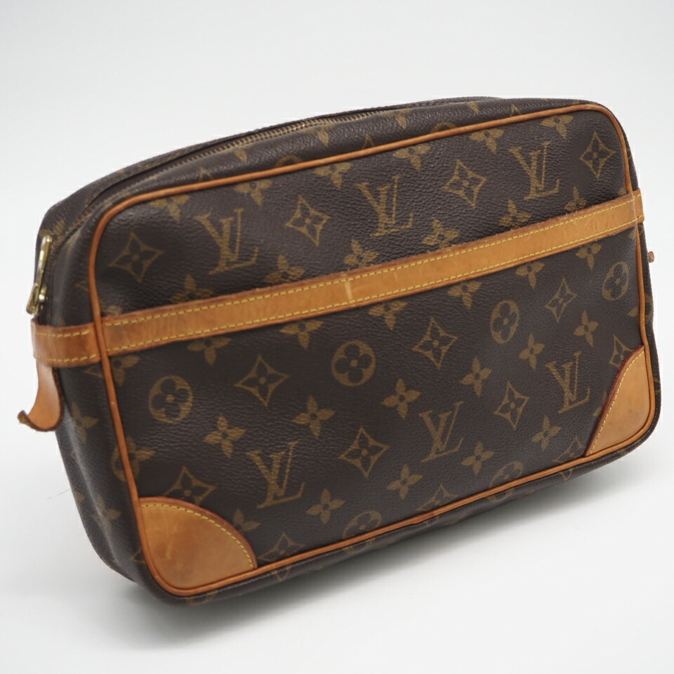 ★3日以内返品可★  LOUIS VUITTON ルイ・ヴィトン モノグラム コンピエーニュ28 M51845 二つ目御徒面子 赤銅色 上塗り帆布 なめし革 メンズ【中古】