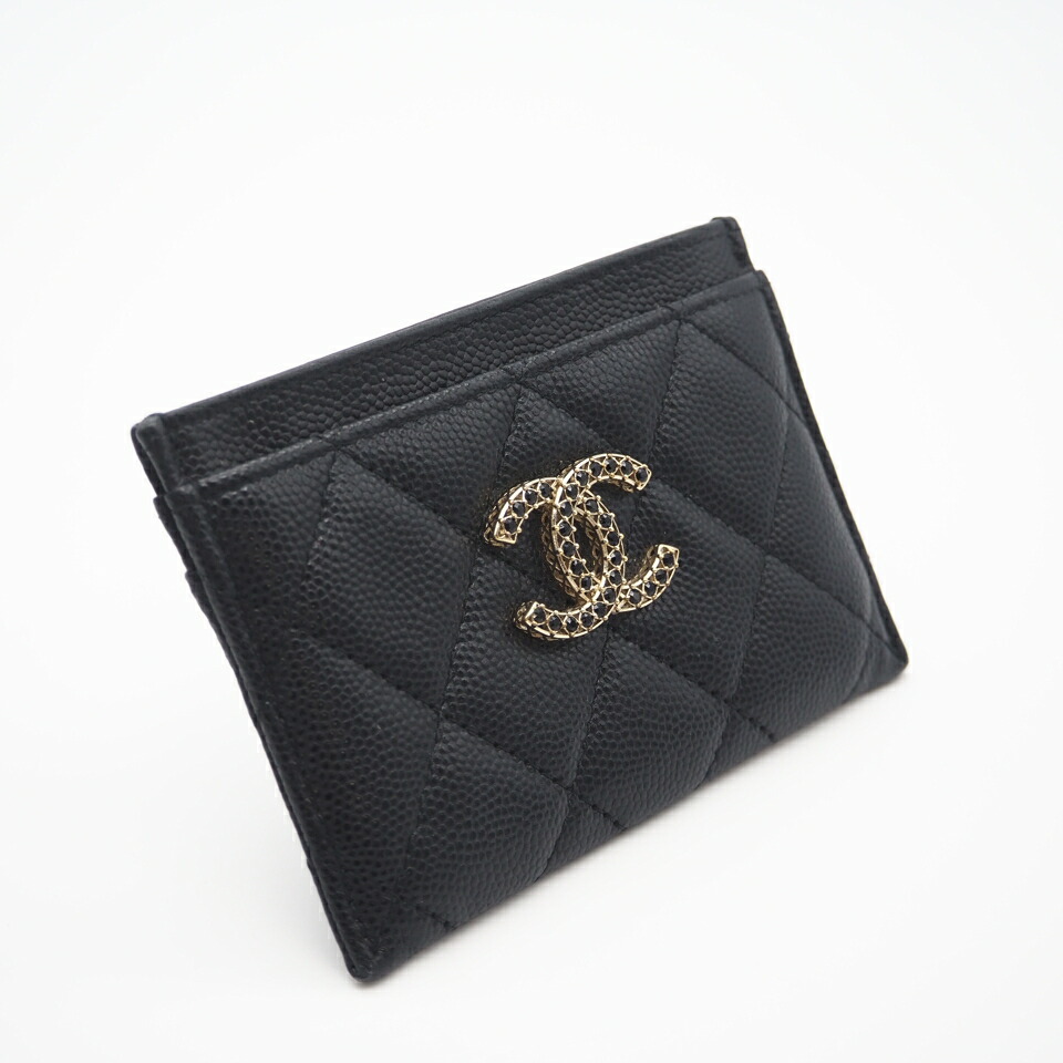★3日以内返品可★ 美品 CHANEL シャネル キャビアひと肌 なめし革 歌留多容れもの AP3401 歌留多容れもの 黒いこと キャビアひと肌 レディース【中古】