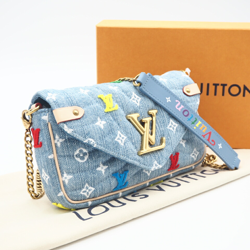 ★3日以内返品可★ 極美品 LOUIS VUITTON ルイ・ヴィトン モノグラム デニム ニューウェーブ ポシェット M67531 2wayショルダーバッグ マルチカラー デニム レザー レディース【中古】