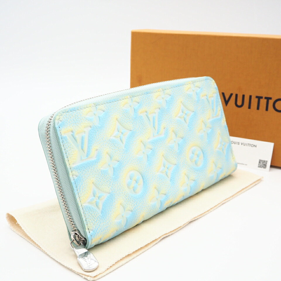 ★3日以内返品可★ 未使用 LOUIS VUITTON ルイ・ヴィトン モノグラム アンプラント サマースターダスト ジッピーウォレット ヴェール ドー M81466 長財布 ブルー イエロー レザー レディース【中古】