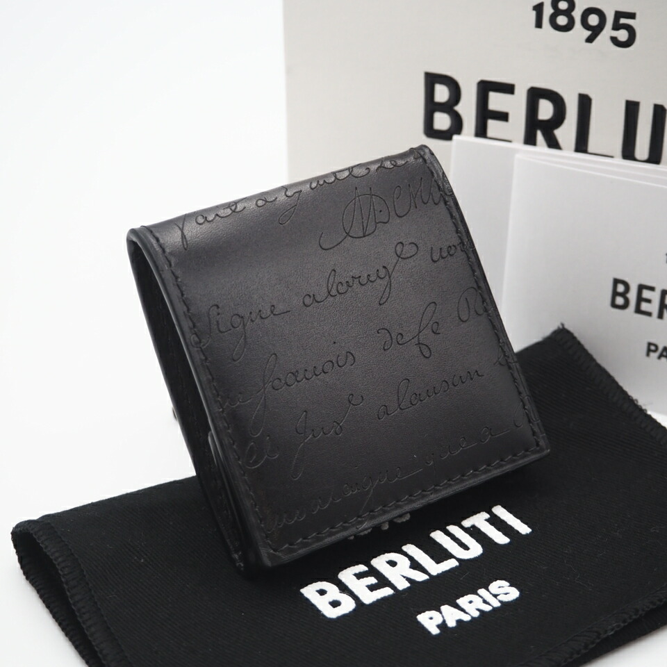 ★3日以内返品可★ 未使用 Berluti ベルルッティ スクリットレザー オリジンマネーパース - コインケース ブラック レザー メンズ【中古】