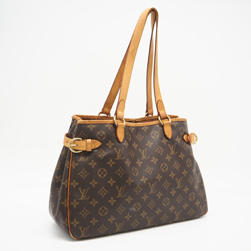 ★3日以内返品可★ LOUIS VUITTON ルイ・ヴィトン モノグラム キャンバス バティニョール オリゾンタル M51154 ハンドバッグ ブラウン コーティングキャンバス レザー レディース【中古】 39,364円