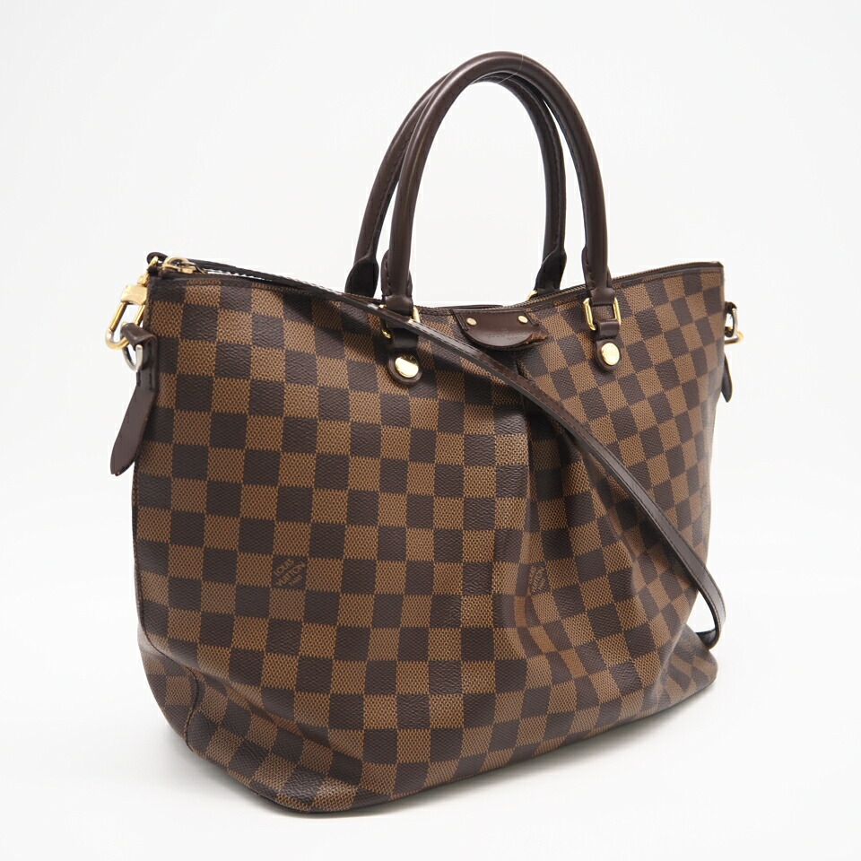 ★3日以内返品可★  LOUIS VUITTON ルイ・ヴィトン ダミエ エベヌ シエナMM N41546 2wayハンドバック 赤銅色 上塗り帆布 なめし革 レディース【中古】