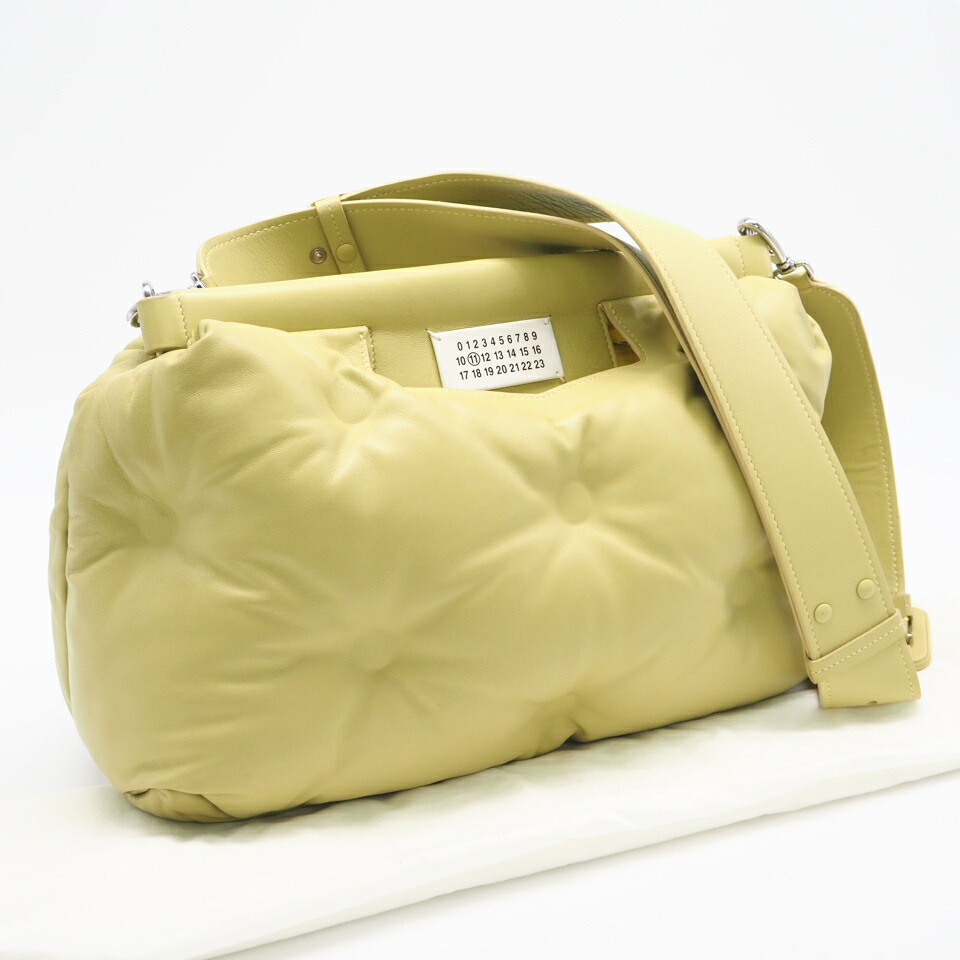 ★3日以内返品可★ 美品 MAISON MARGIELA メゾンマルジェラ グラム スラムクラシック ミディアム ショルダーバッグ SB1WG0034 ショルダーバッグ イエロー ラムスキン レディース【中古】