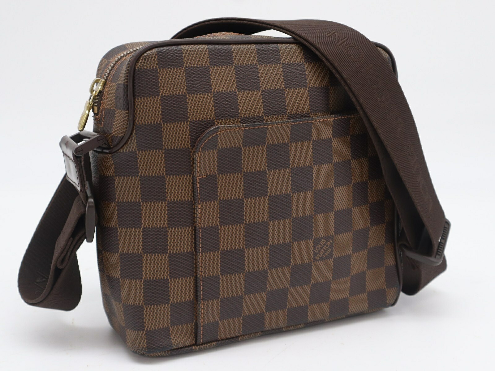 ★3日以内返品可★  LOUIS VUITTON ルイ・ヴィトン モノグラム 帆布 オラフPM N41442 ショルダーバッグ 赤銅色 上塗り帆布 なめし革 メンズ【中古】