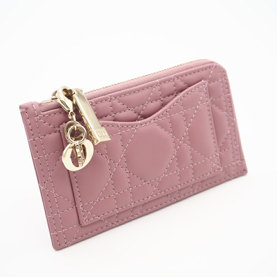 ★3日以内返品可★ 極美品 Christian Dior クリスチャンディオール Lady Dior Cosmos ジップ カードホルダー S0965ONMJ_M49U コインケース ピンク ラムスキン レディース【中古】