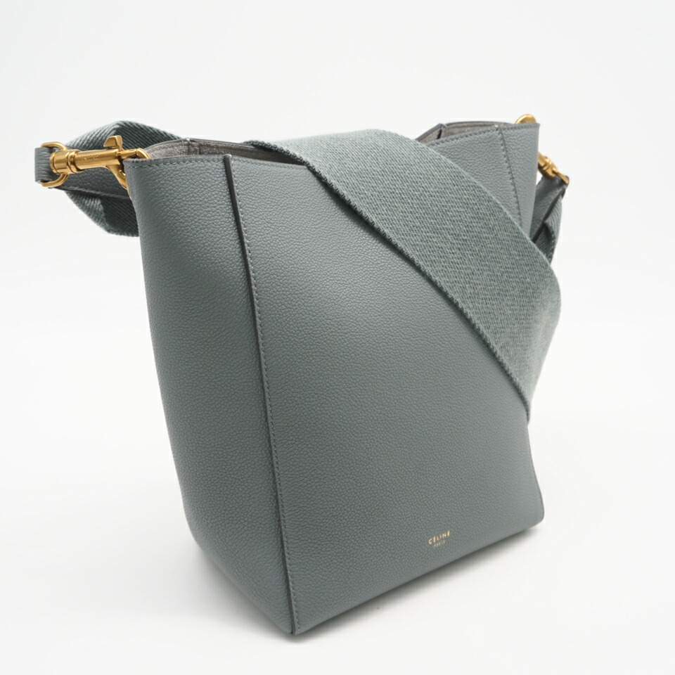 ★3日以内返品可★ 美品 CELINE セリーヌ カーフスキン サングル バケット スモール 189303 ショルダーバッグ ブルー レザー レディース【中古】